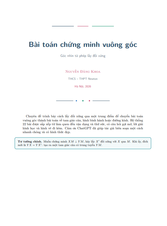 Bài toán chứng minh vuông góc - góc nhìn từ phép lấy đối xứng